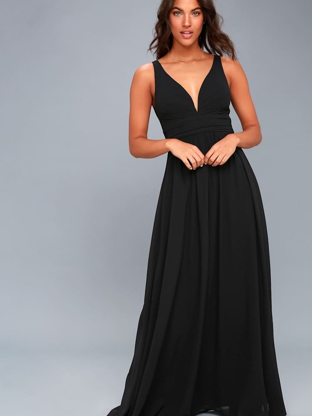 Lulus Maxi Dress Small Black Long Waist Lulu’s Leading Role Sexy Evening Prom